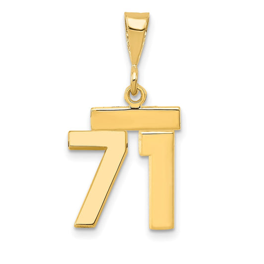 14k Small Polished Number 71 Charm