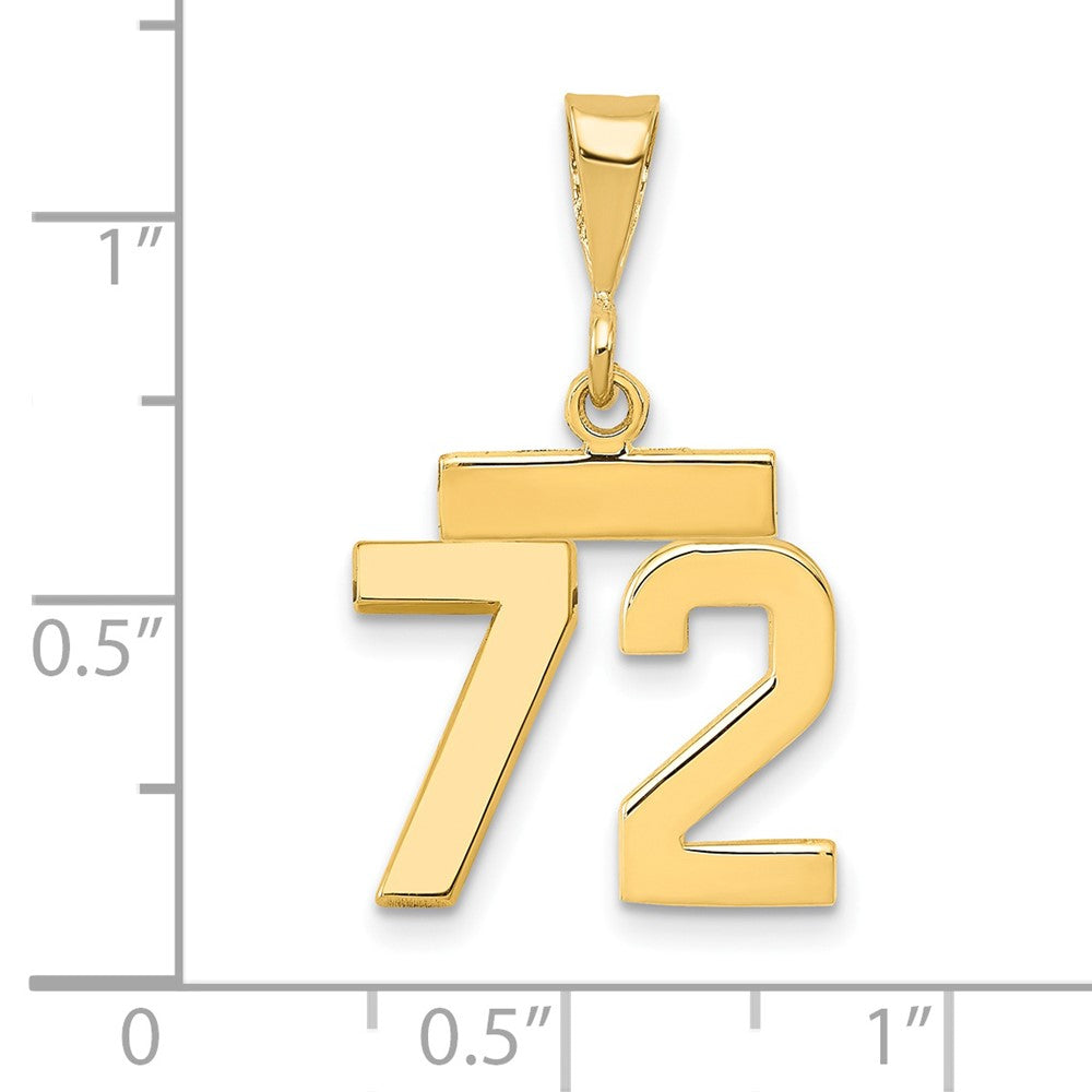 14k Small Polished Number 72 Charm