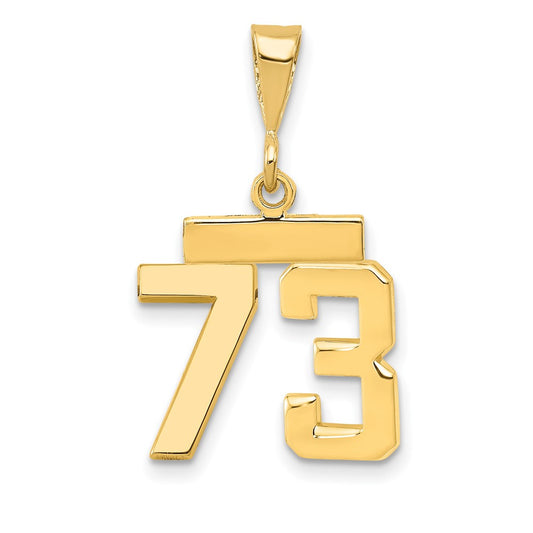 14k Small Polished Number 73 Charm