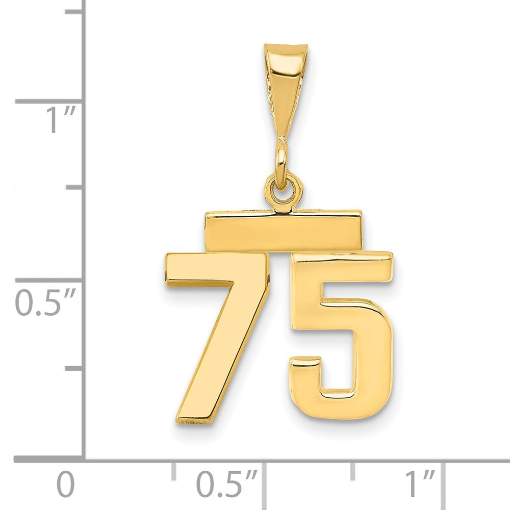 14k Small Polished Number 75 Charm