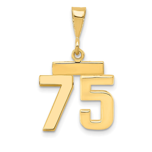 14k Small Polished Number 75 Charm