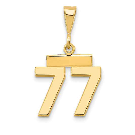 14k Small Polished Number 77 Charm