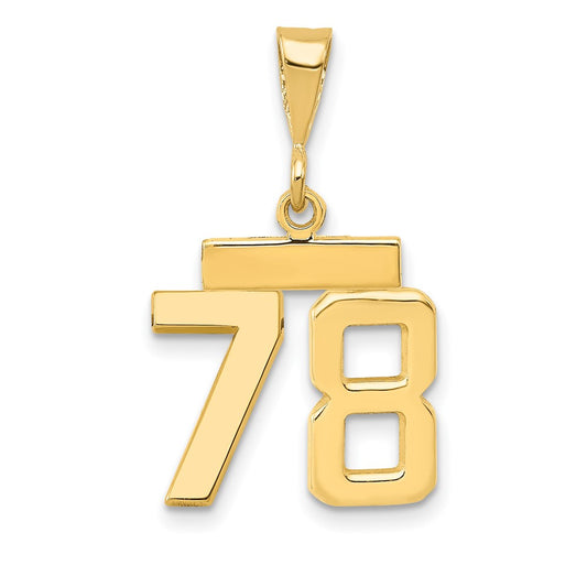 14k Small Polished Number 78 Charm