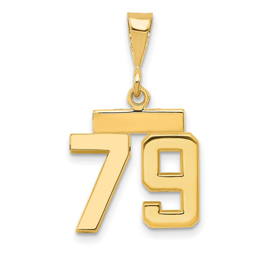 14k Small Polished Number 79 Charm