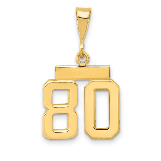 14k Small Polished Number 80 Charm