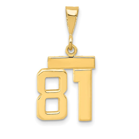 14k Small Polished Number 81 Charm