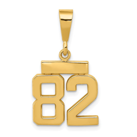 14k Small Polished Number 82 Charm