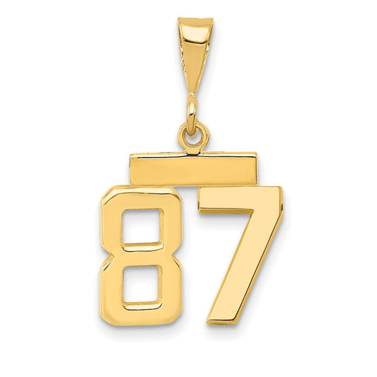 14k Small Polished Number 87 Charm