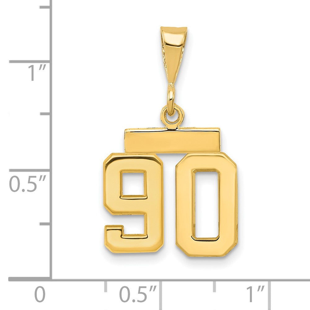 14k Small Polished Number 90 Charm