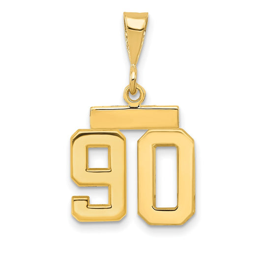 14k Small Polished Number 90 Charm