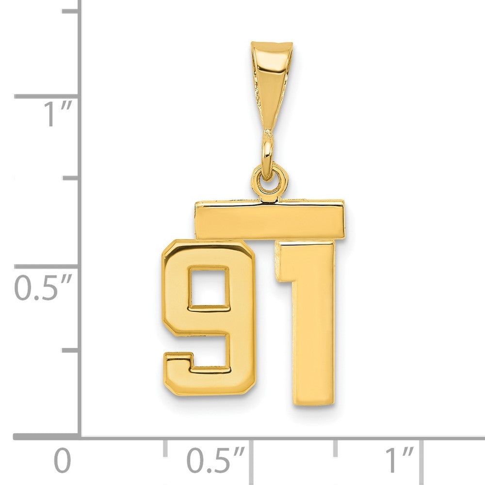 14k Small Polished Number 91 Charm