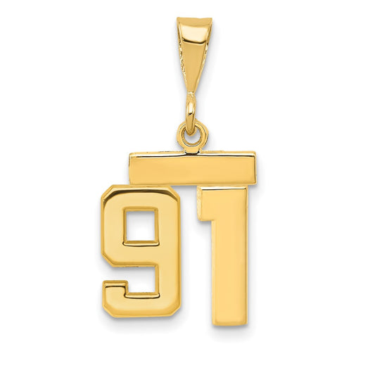 14k Small Polished Number 91 Charm