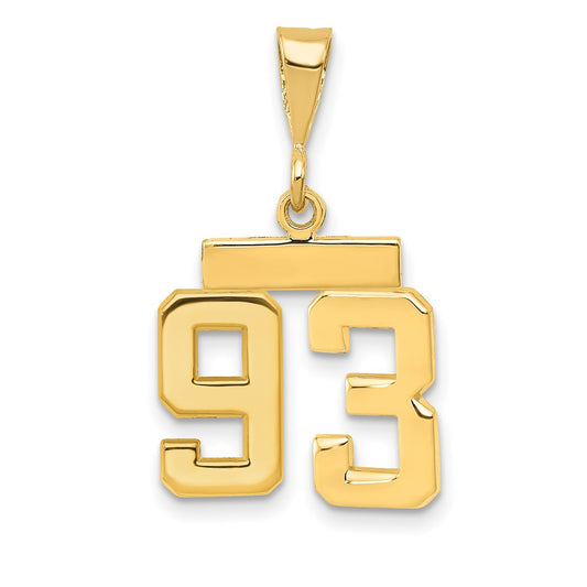 14k Small Polished Number 93 Charm
