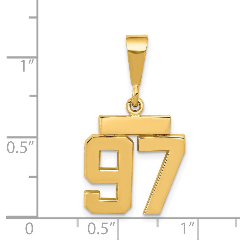 14k Small Polished Number 97 Charm