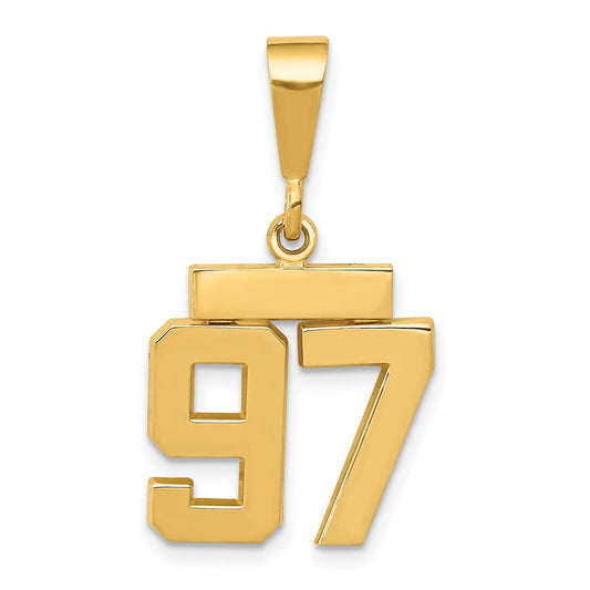 14k Small Polished Number 97 Charm