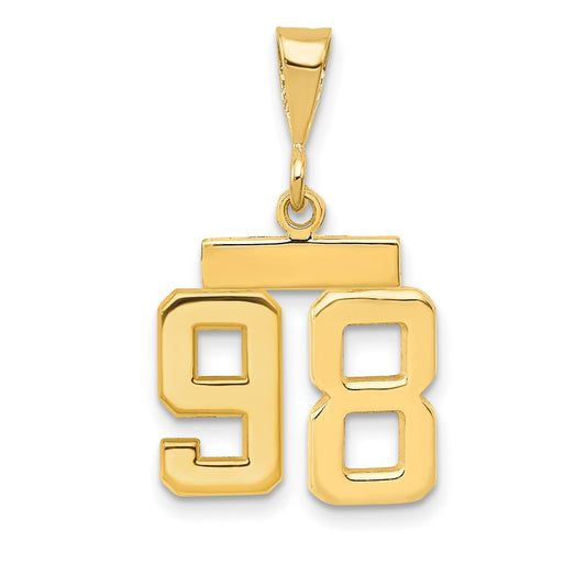 14k Small Polished Number 98 Charm