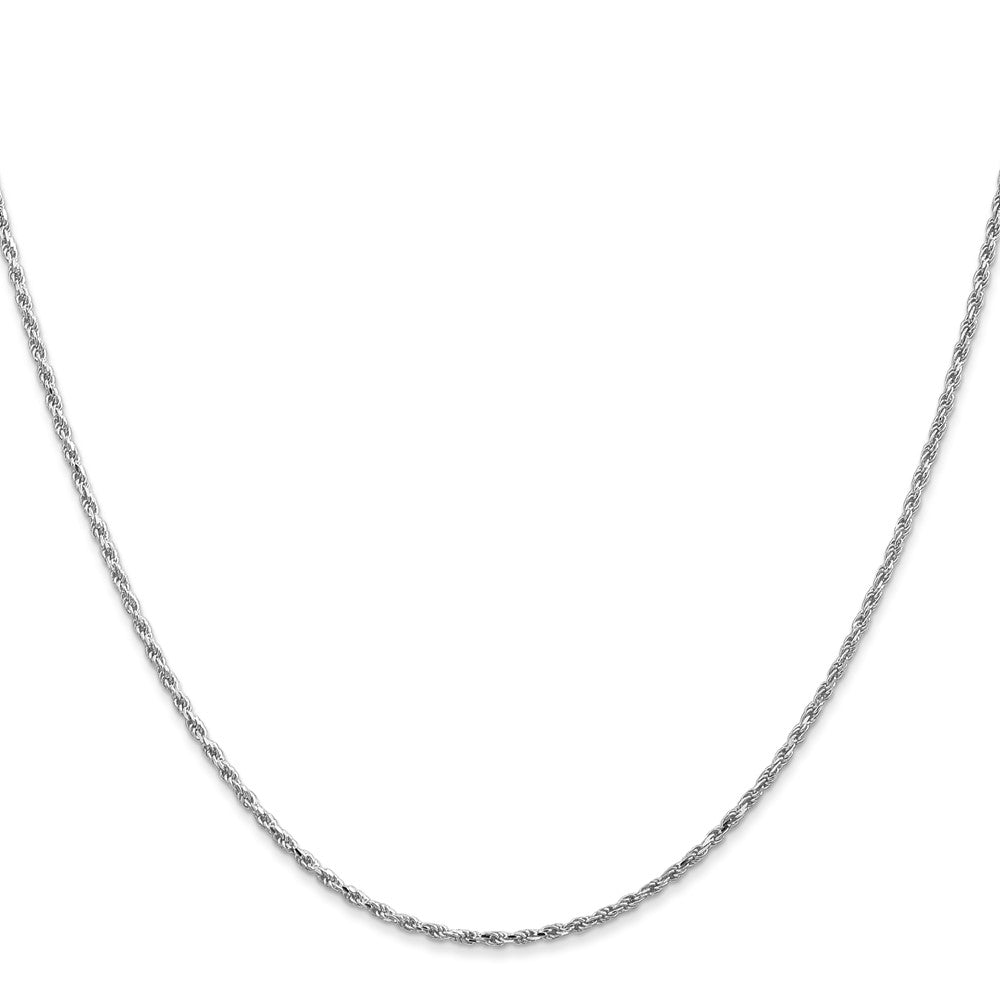 14K White Gold 24 inch 1.3mm Diamond-cut Machine Made Rope with Lobster Clasp Chain Chain