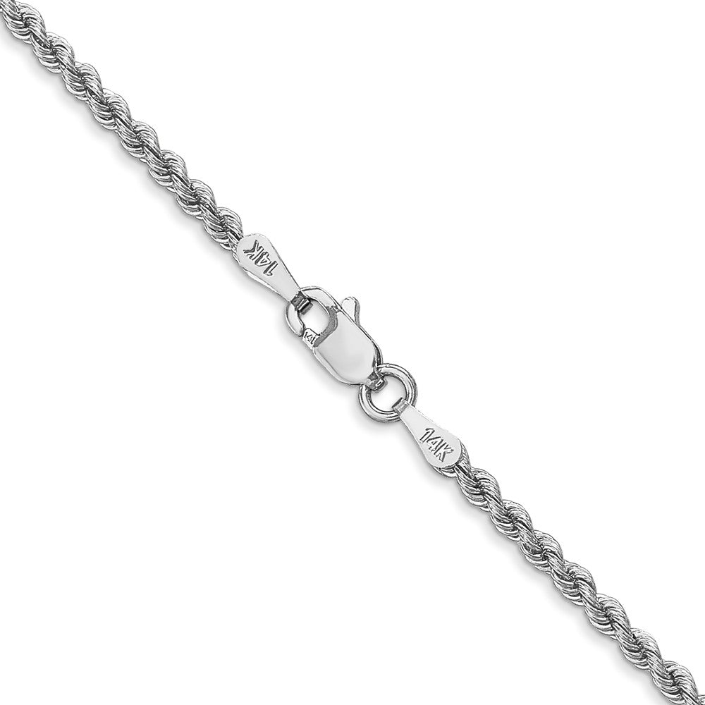 14K White Gold 16 inch 2.25mm Regular Rope with Lobster Clasp Chain