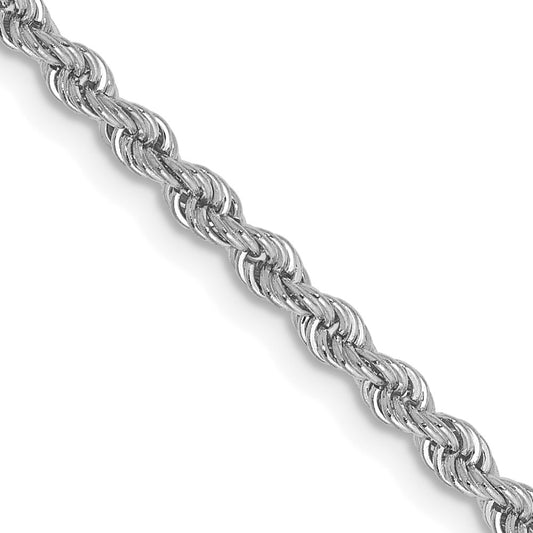 14K White Gold 22 inch 2.5mm Regular Rope with Lobster Clasp Chain