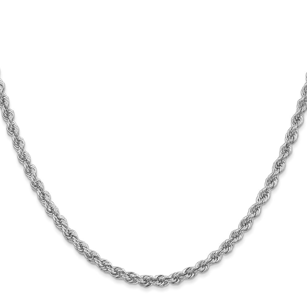 14K White Gold 30 inch 3mm Regular Rope with Lobster Clasp Chain