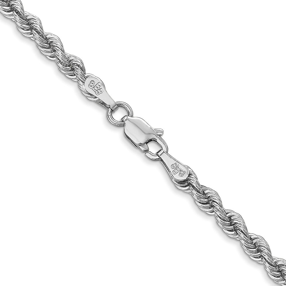 14K White Gold 26 inch 3mm Regular Rope with Lobster Clasp Chain
