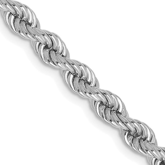 14K White Gold 22 inch 4mm Regular Rope with Lobster Clasp Chain