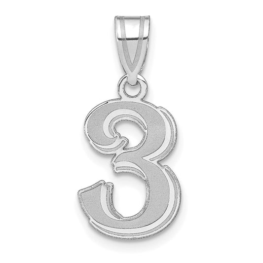 14kw Polished Etched Number 3 Pendant