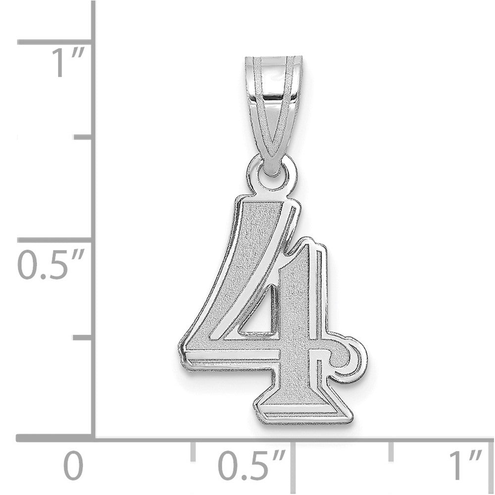 14kw Polished Etched Number 4 Pendant