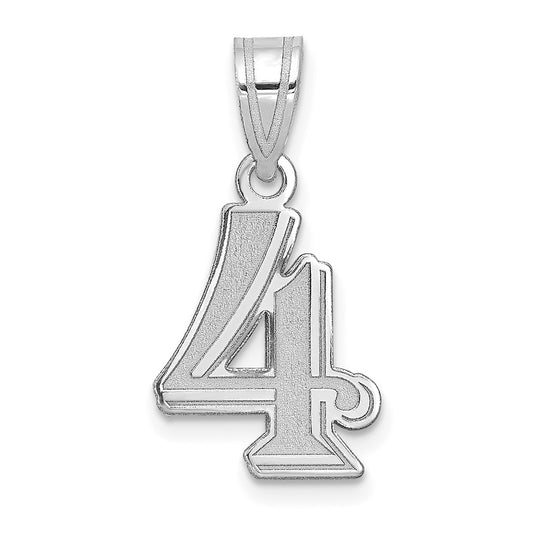 14kw Polished Etched Number 4 Pendant