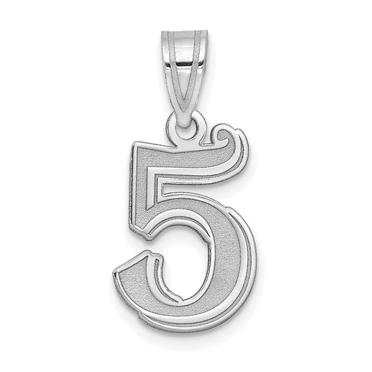14kw Polished Etched Number 5 Pendant