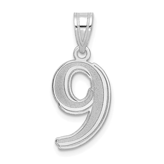 14kw Polished Etched Number 9 Pendant