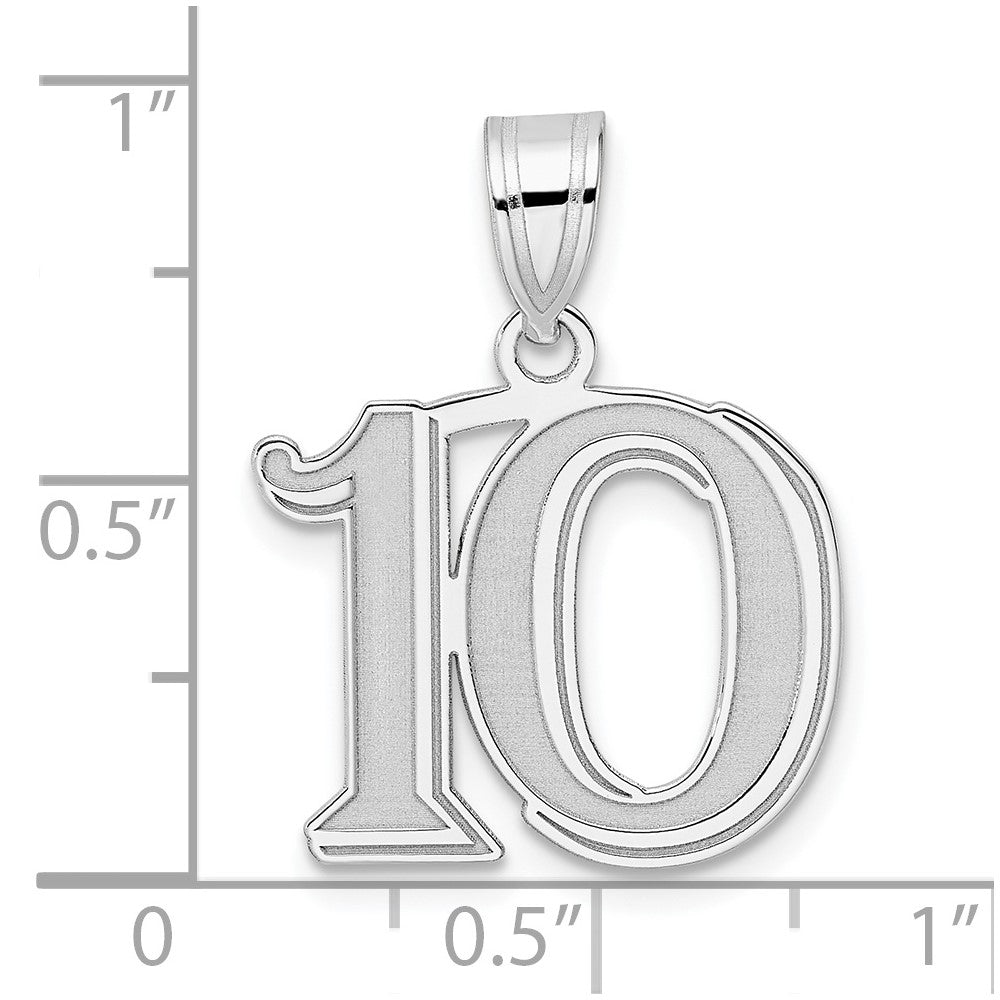 14kw Polished Etched Number 10 Pendant