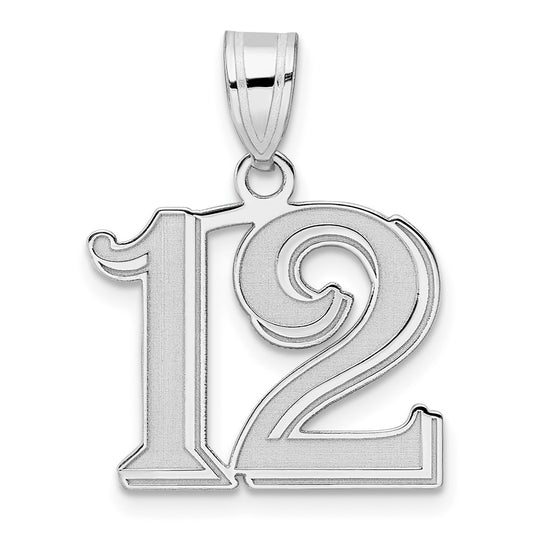 14kw Polished Etched Number 12 Pendant