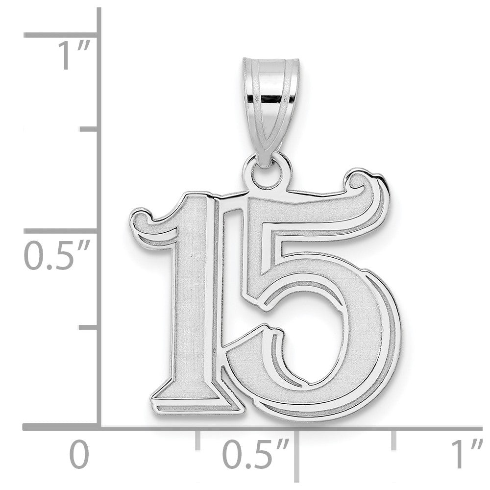 14kw Polished Etched Number 15 Pendant