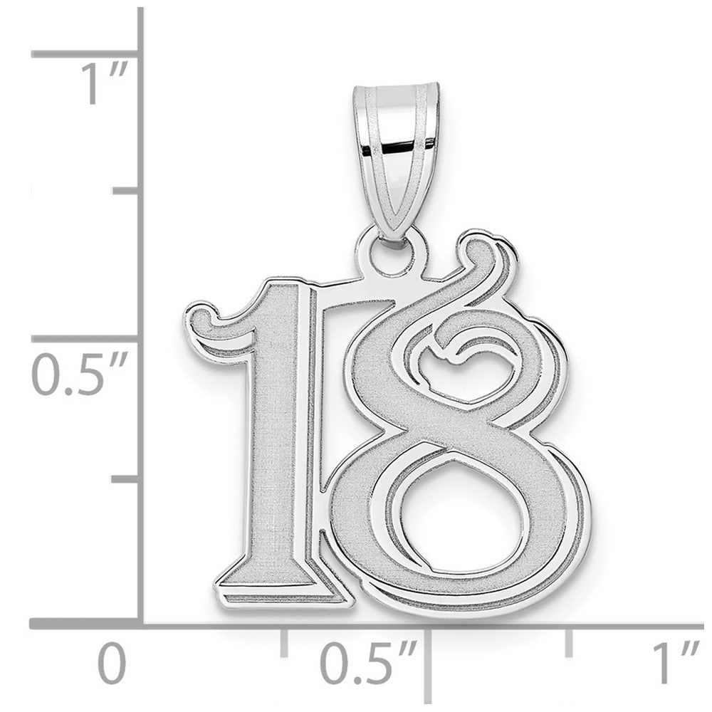 14kw Polished Etched Number 18 Pendant