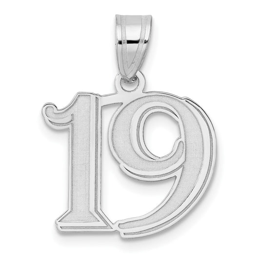 14kw Polished Etched Number 19 Pendant