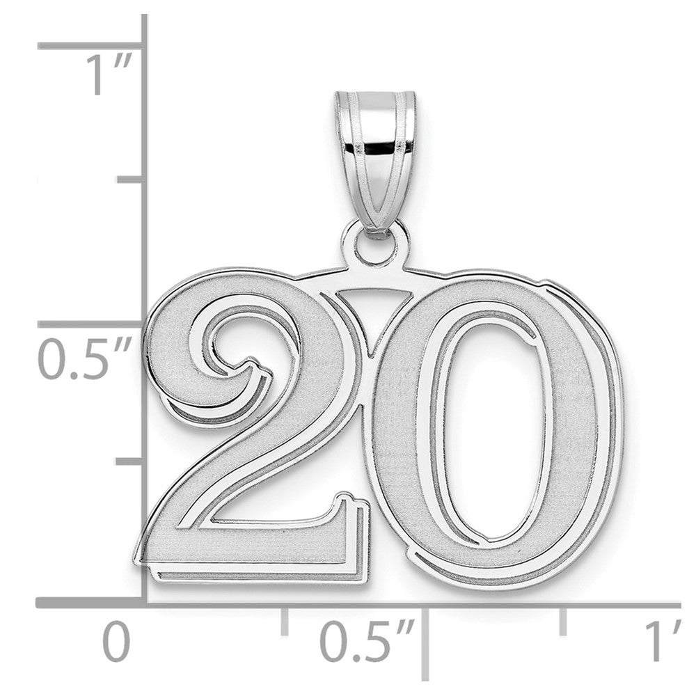 14kw Polished Etched Number 20 Pendant