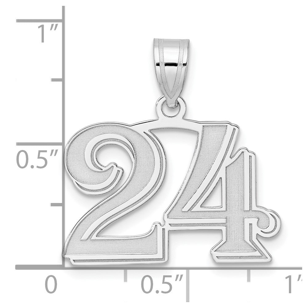 14kw Polished Etched Number 24 Pendant