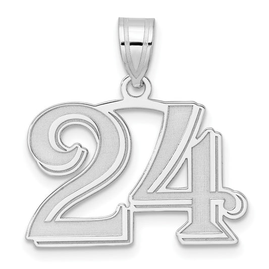 14kw Polished Etched Number 24 Pendant