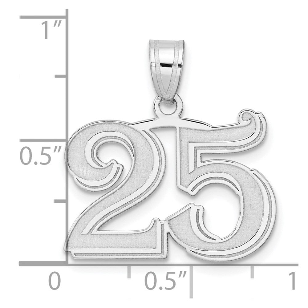 14kw Polished Etched Number 25 Pendant