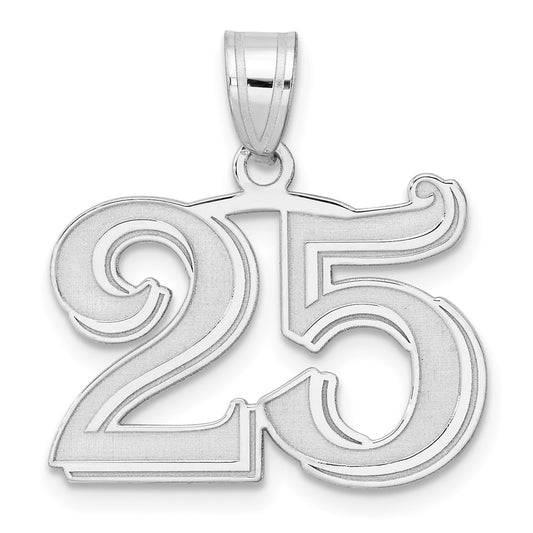 14kw Polished Etched Number 25 Pendant
