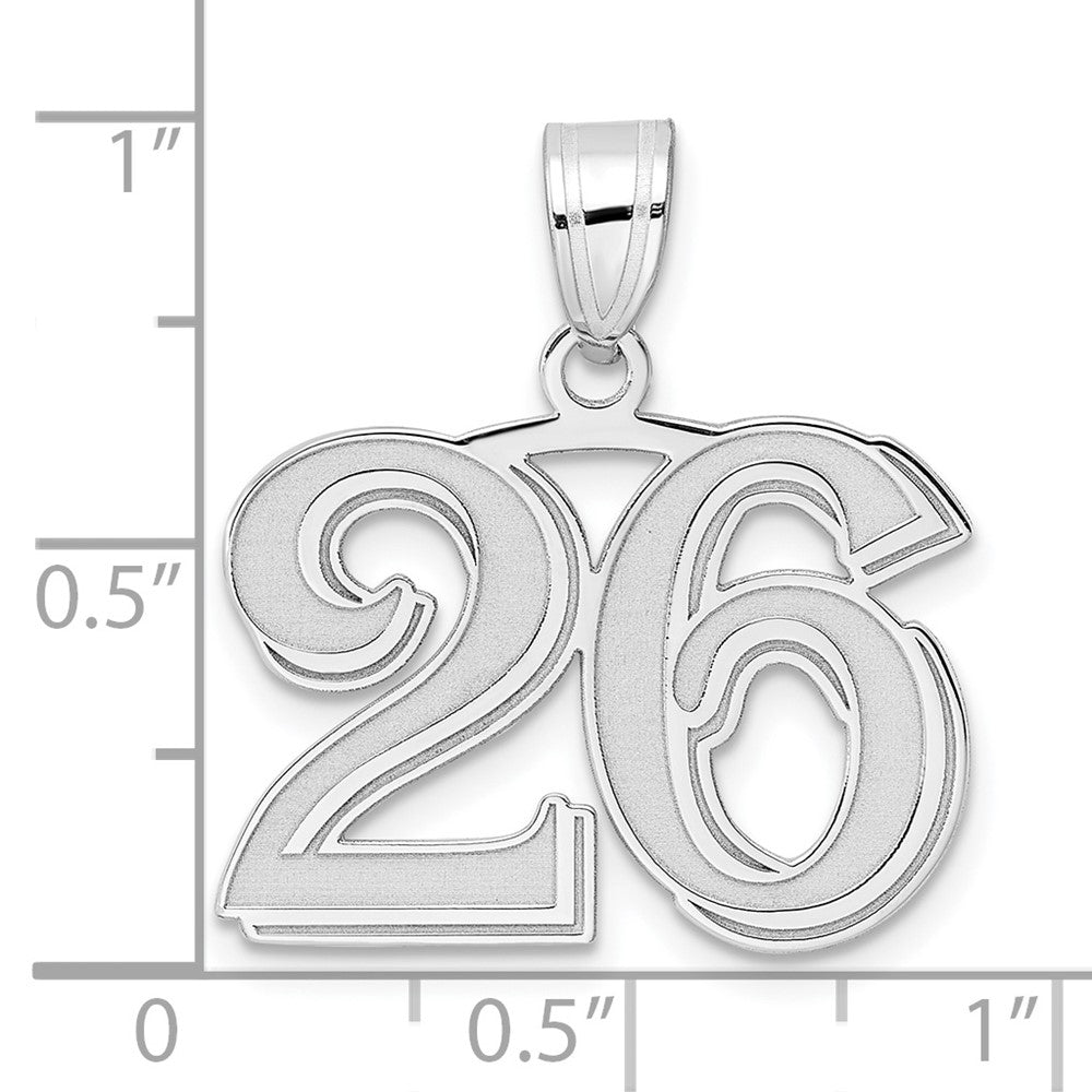 14kw Polished Etched Number 26 Pendant