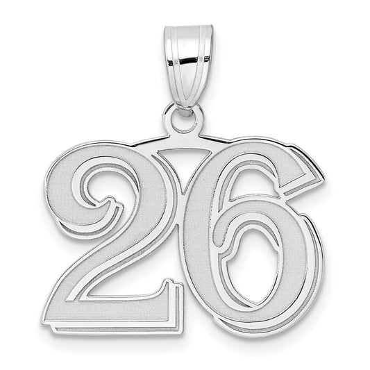 14kw Polished Etched Number 26 Pendant