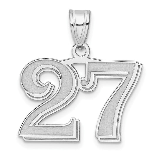 14kw Polished Etched Number 27 Pendant
