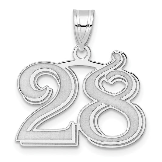 14kw Polished Etched Number 28 Pendant