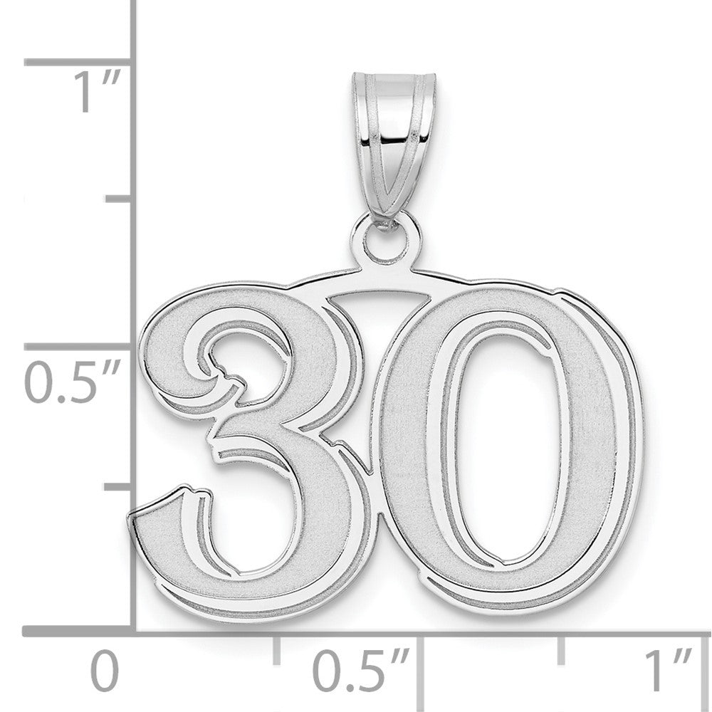 14kw Polished Etched Number 30 Pendant