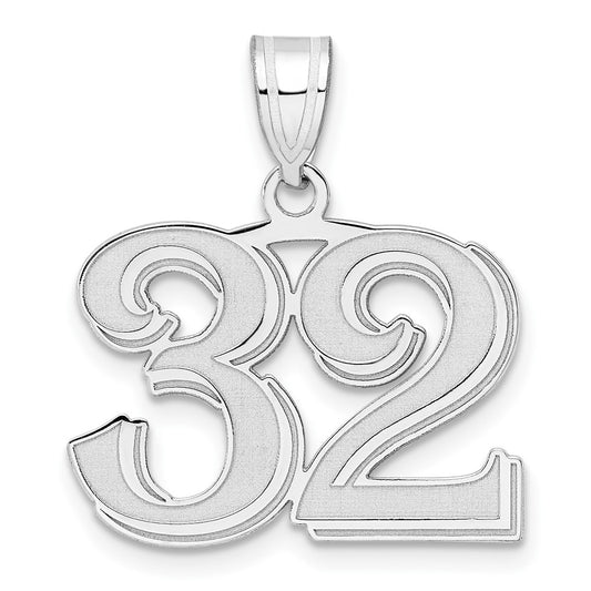 14kw Polished Etched Number 32 Pendant