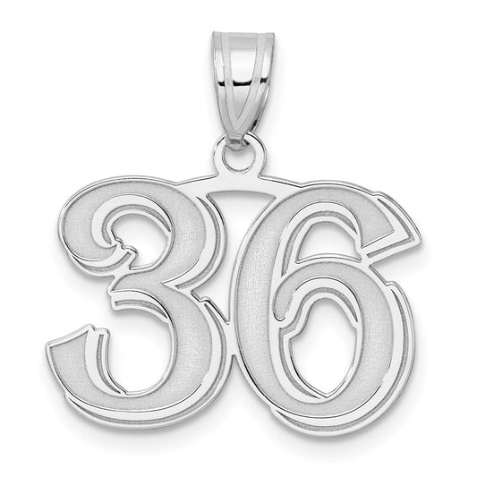 14kw Polished Etched Number 36 Pendant