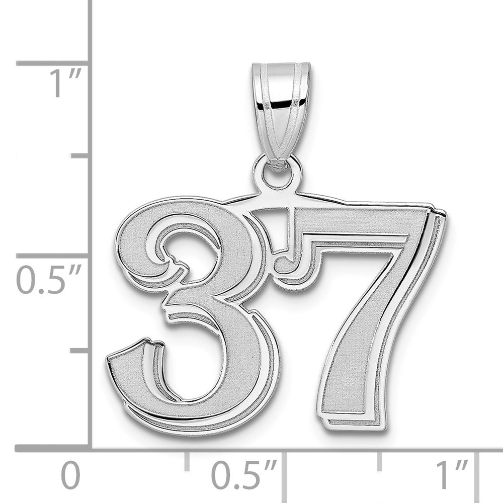 14kw Polished Etched Number 37 Pendant