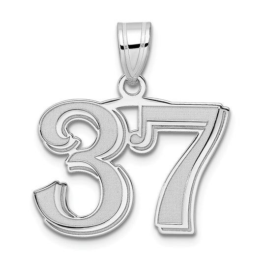 14kw Polished Etched Number 37 Pendant